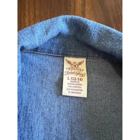 Faded Glory Button Down Classic Trucker Jean Jacket Large Stretch Classic - Picture 6 of 9